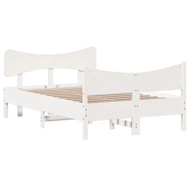 Cadre de lit sans matelas blanc 120x190 cm bois de pin massif