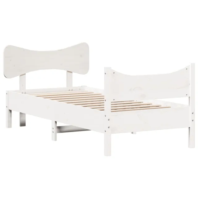 Cadre de lit sans matelas blanc 75x190 cm bois de pin massif