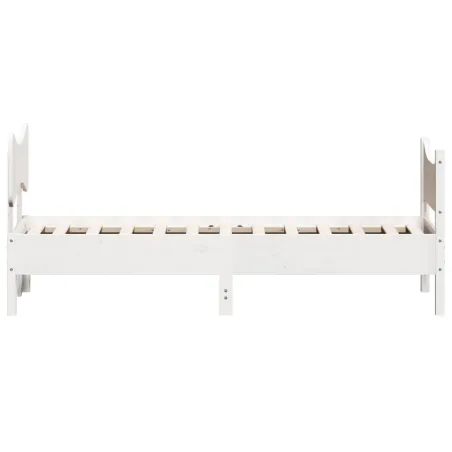 Cadre de lit sans matelas blanc 75x190 cm bois de pin massif