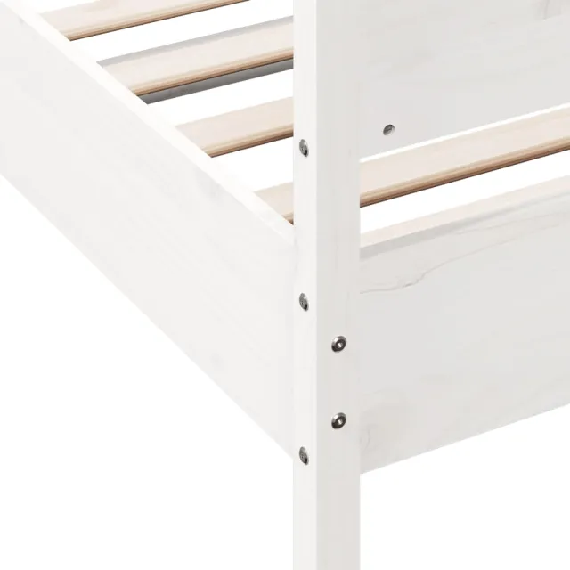 Cadre de lit sans matelas blanc 75x190 cm bois de pin massif