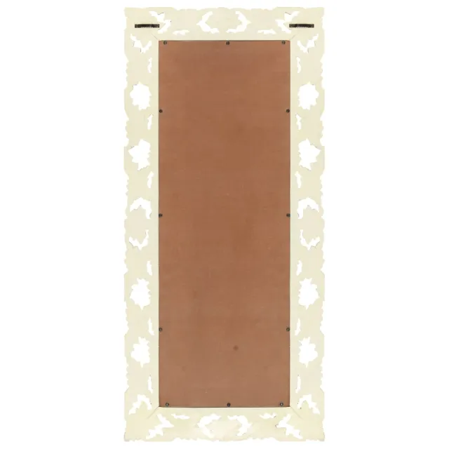 Miroir sculpté à la main Blanc 110x50cm Bois de manguier massif