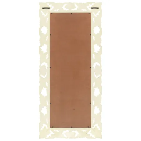 Miroir sculpté à la main Blanc 110x50cm Bois de manguier massif