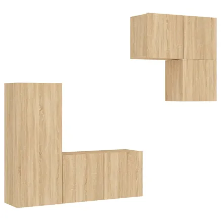 Unités murales TV 4 pcs chêne sonoma bois d'ingénierie 2