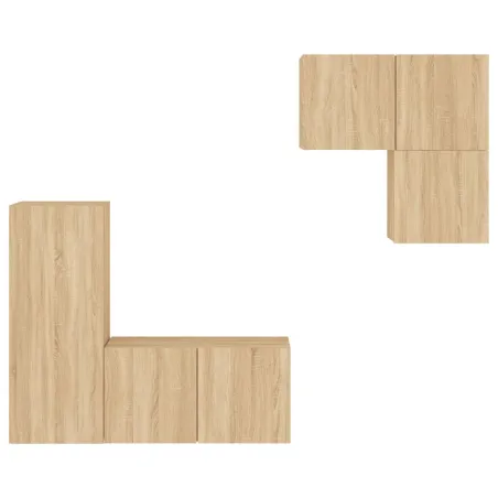 Unités murales TV 4 pcs chêne sonoma bois d'ingénierie