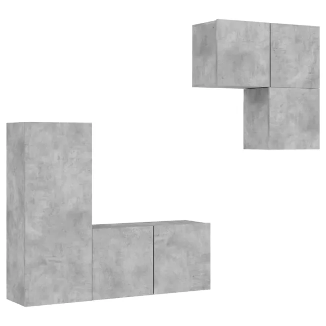 Unités murales TV 4 pcs gris béton bois d'ingénierie