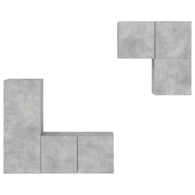 Unités murales TV 4 pcs gris béton bois d'ingénierie