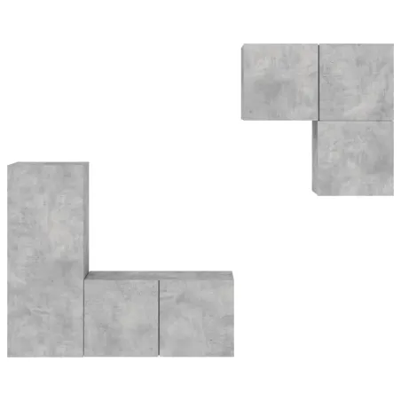 Unités murales TV 4 pcs gris béton bois d'ingénierie