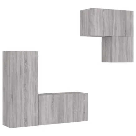 Unités murales TV 4 pcs sonoma gris bois d'ingénierie 2