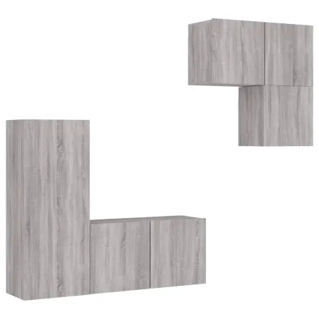 Unités murales TV 4 pcs sonoma gris bois d'ingénierie