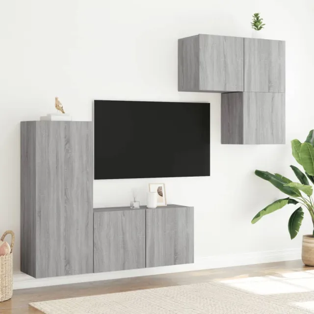 Unités murales TV 4 pcs sonoma gris bois d'ingénierie
