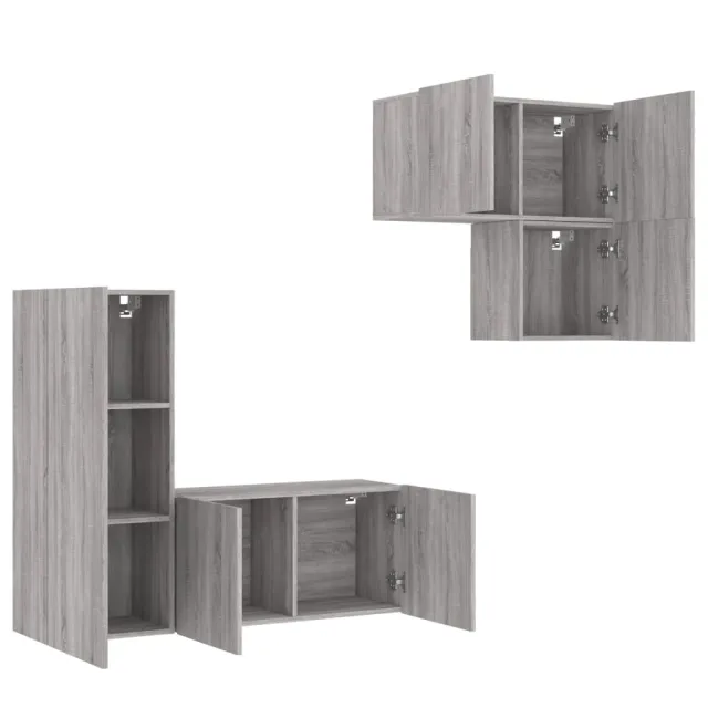 Unités murales TV 4 pcs sonoma gris bois d'ingénierie