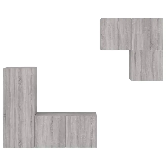Unités murales TV 4 pcs sonoma gris bois d'ingénierie