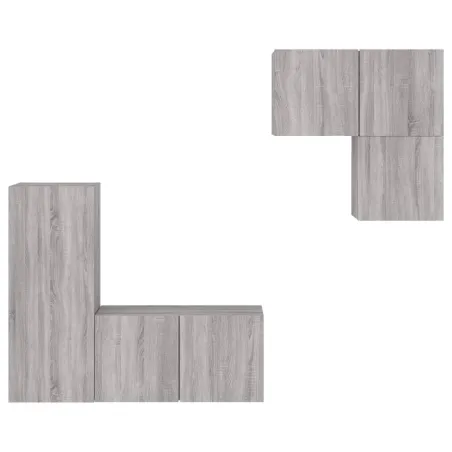 Unités murales TV 4 pcs sonoma gris bois d'ingénierie