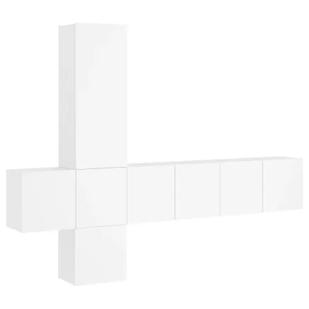 Unités murales TV 5 pcs blanc bois d'ingénierie 2