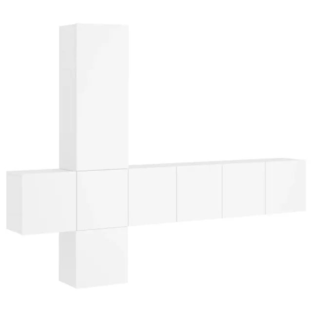 Unités murales TV 5 pcs blanc bois d'ingénierie
