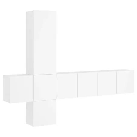Unités murales TV 5 pcs blanc bois d'ingénierie
