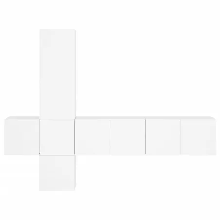 Unités murales TV 5 pcs blanc bois d'ingénierie