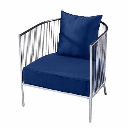 Poltrona DKD Home Decor Poliestere Acciaio Blu Marino (66 x 69 x 70 cm