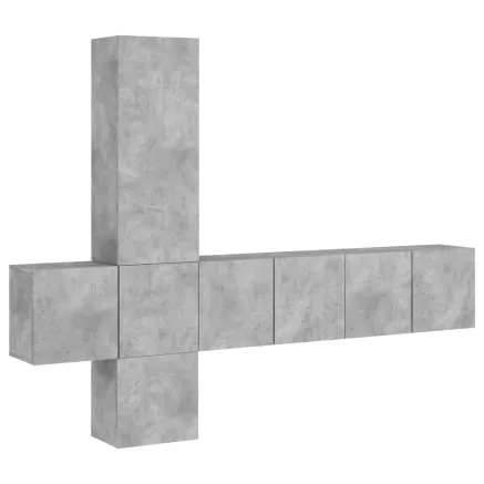 Unités murales TV 5 pcs gris béton bois d'ingénierie 2