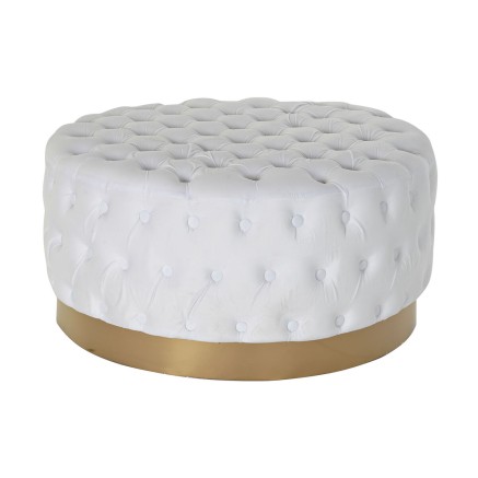Poggiapiedi DKD Home Decor Bianco Poliestere Legno MDF (78 x 78 x 40 c