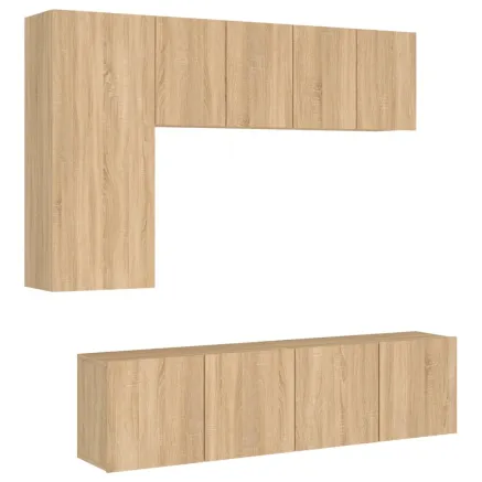 Unités murales TV 5 pcs chêne sonoma bois d'ingénierie 2