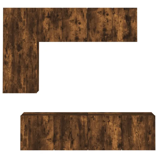 Unités murales TV 5 pcs chêne fumé bois d'ingénierie