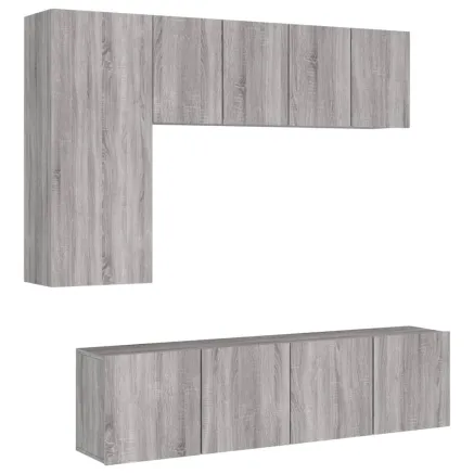 Unités murales TV 5 pcs sonoma gris bois d'ingénierie 2