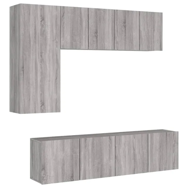 Unités murales TV 5 pcs sonoma gris bois d'ingénierie