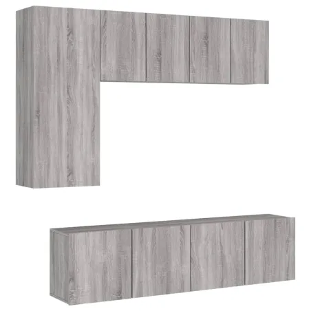 Unités murales TV 5 pcs sonoma gris bois d'ingénierie