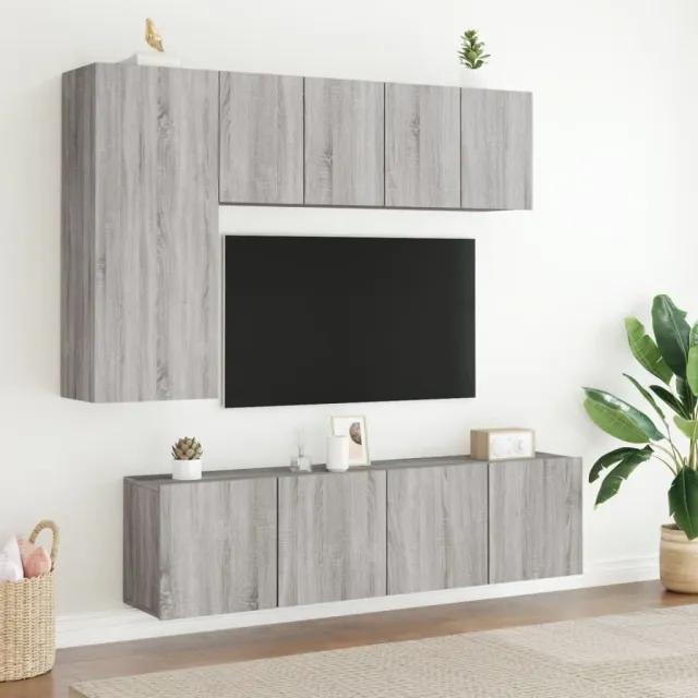 Unités murales TV 5 pcs sonoma gris bois d'ingénierie
