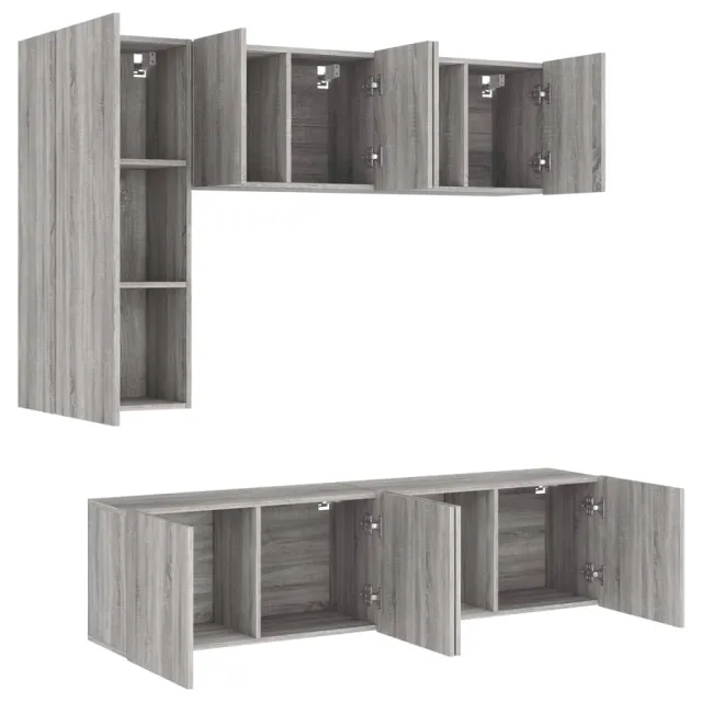 Unités murales TV 5 pcs sonoma gris bois d'ingénierie