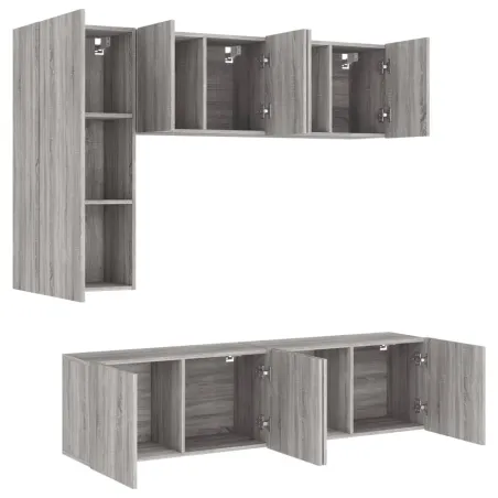 Unités murales TV 5 pcs sonoma gris bois d'ingénierie