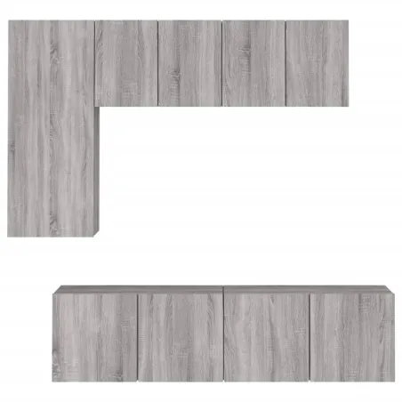 Unités murales TV 5 pcs sonoma gris bois d'ingénierie