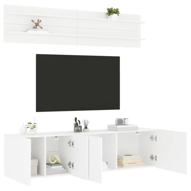Unités murales TV 6 pcs blanc bois d'ingénierie