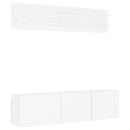 Unités murales TV 6 pcs blanc bois d'ingénierie 2