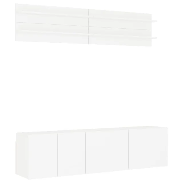 Unités murales TV 6 pcs blanc bois d'ingénierie