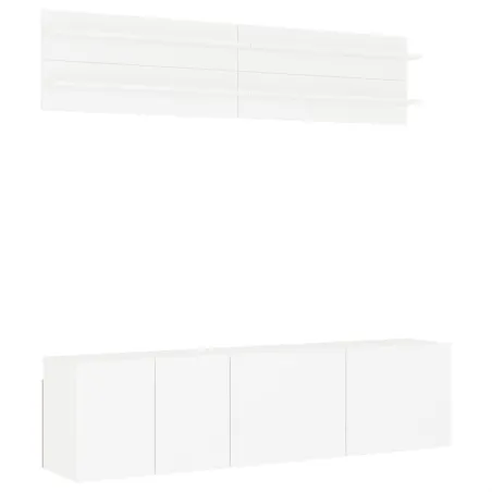 Unités murales TV 6 pcs blanc bois d'ingénierie