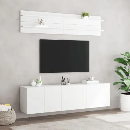Unités murales TV 6 pcs blanc bois d'ingénierie