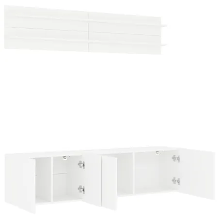 Unités murales TV 6 pcs blanc bois d'ingénierie