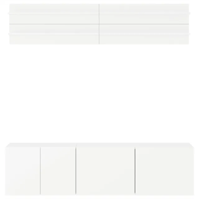 Unités murales TV 6 pcs blanc bois d'ingénierie