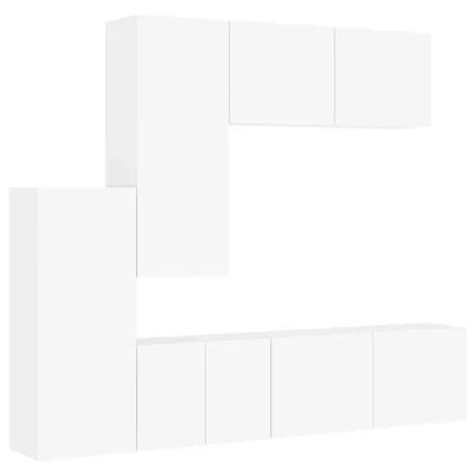 Unités murales TV 5 pcs blanc bois d'ingénierie 2