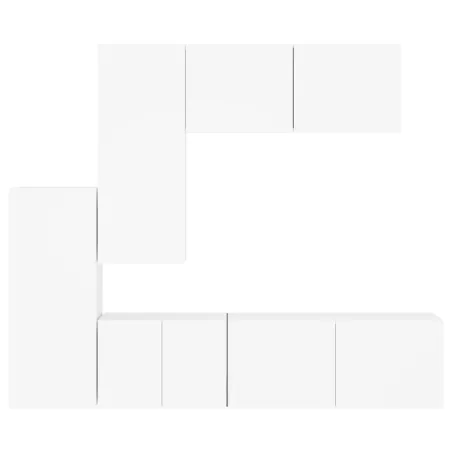 Unités murales TV 5 pcs blanc bois d'ingénierie