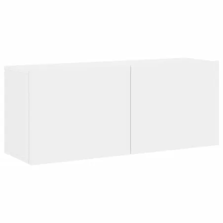Unités murales TV 5 pcs blanc bois d'ingénierie