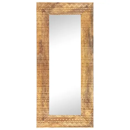 Miroir sculpté à la main 110x50x2,5 cm bois de manguier solide 2