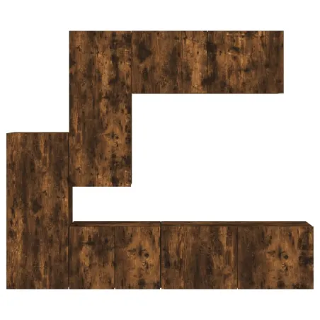 Unités murales TV 5 pcs chêne fumé bois d'ingénierie