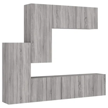 Unités murales TV 5 pcs sonoma gris bois d'ingénierie 2