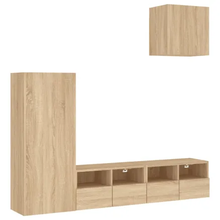 Unités murales TV 4 pcs chêne sonoma bois d'ingénierie 2