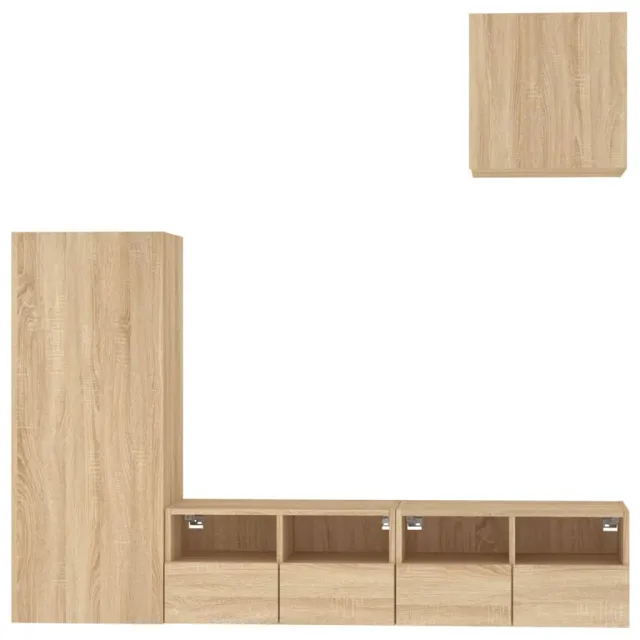 Unités murales TV 4 pcs chêne sonoma bois d'ingénierie