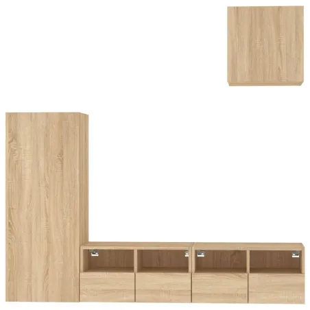 Unités murales TV 4 pcs chêne sonoma bois d'ingénierie