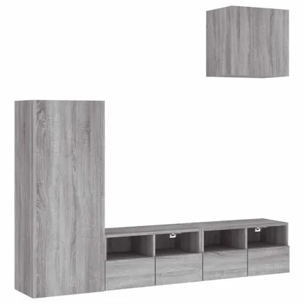 Unités murales TV 4 pcs sonoma gris bois d'ingénierie 2